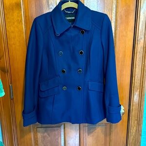 Cobalt blue Pea Coat. Never worn. Buttons are black with gold trim